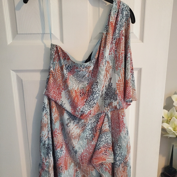 BCBGMAXAZRIA MINA PRINTED ONE-SHOULDER DRESS - Picture 4 of 4